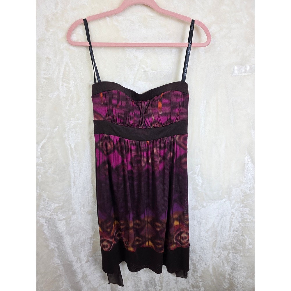 Y2K Bisou Bisou Michele Bohbot Purple Abstract Print Ruched Bust Dress Size 12